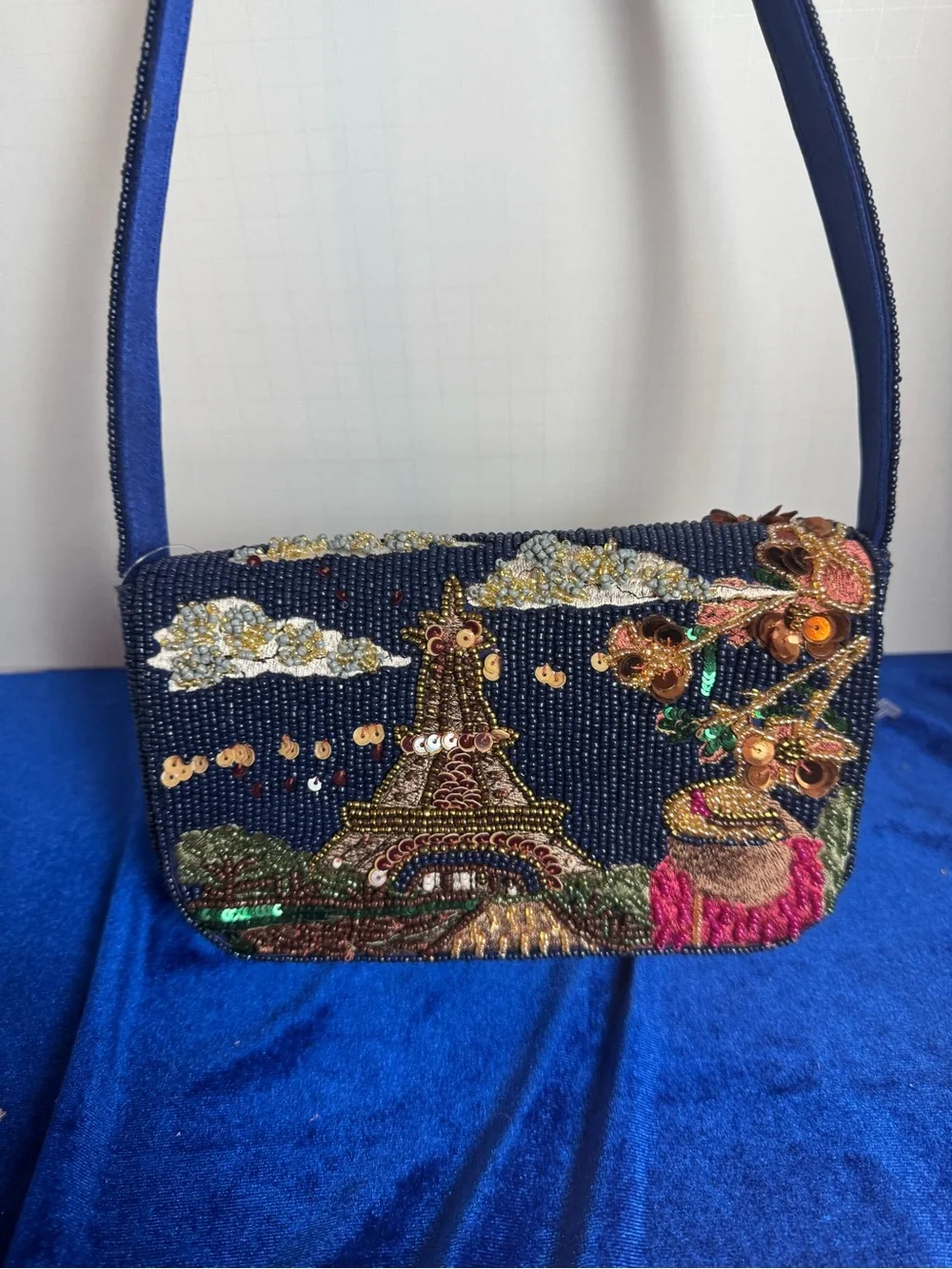 Viral Beaded TJ Maxx Shoulder Bag with Paris Motif